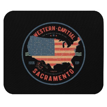 Discover Western-Capital Sacramento Map Badge Mouse Pads
