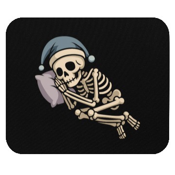 Discover Festive Skeleton Relaxing in Holiday Gear Mouse Pads