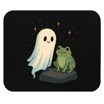 Discover Whimsical Ghost and Frog Friendship Mouse Pads