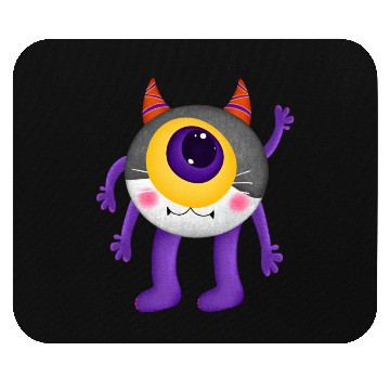 Discover Cute Monster with Single Eye and Horns Mouse Pads