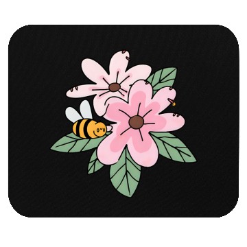 Discover Charming Blossom and Bee Illustration Mouse Pads