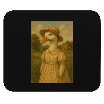 Discover Whimsical Duck Lady in Vintage Dress Mouse Pads