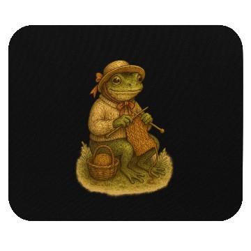 Discover Whimsical Frog Knitting Illustration Mouse Pads