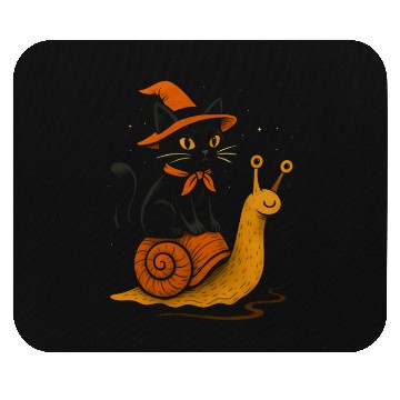 Discover Halloween Cat with Snail and Wizard Hat Mouse Pads