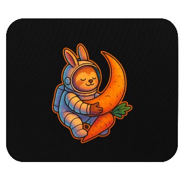 Discover Adorable Moon Bunny with Carrot Mouse Pads