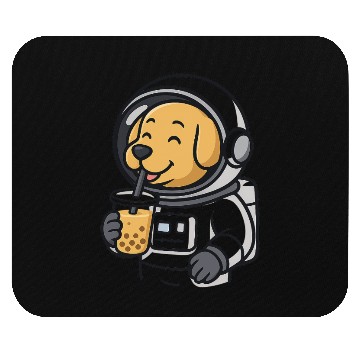 Discover Cute Dog Astronaut Drinking Bubble Tea Mouse Pads
