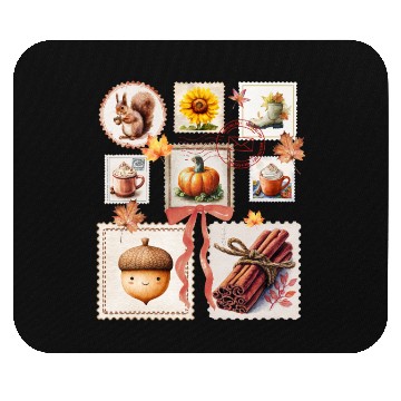 Discover Watercolor Autumn Postage Stamps Fall Vibes Autumn Mouse Pads