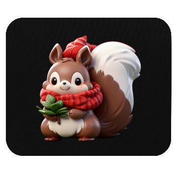 Discover Festive Squirrel with Plaid Hat and Scarf Mouse Pads