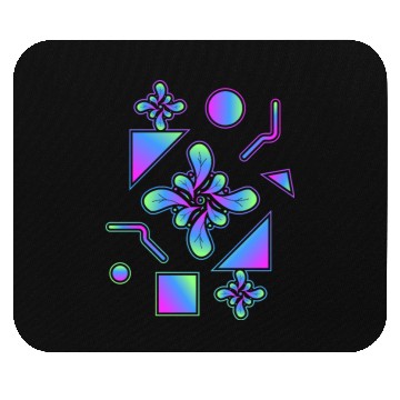 Discover Neon Abstract Flower and Geometric Motifs Mouse Pads
