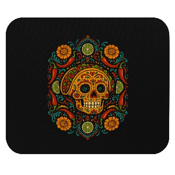 Discover Taco Calavera Vibrant Sugar Skull Mandala Art Mouse Pads