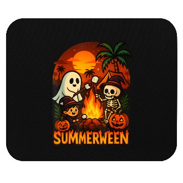 Discover Summerween Campfire Ghost Skeleton Funny Halloween Mouse Pads
