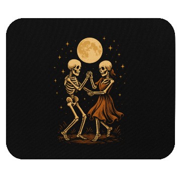 Discover Moonlit Skeleton Dance Illustration Mouse Pads
