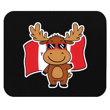 Discover Playful Moose with Canadian Flag Mouse Pads