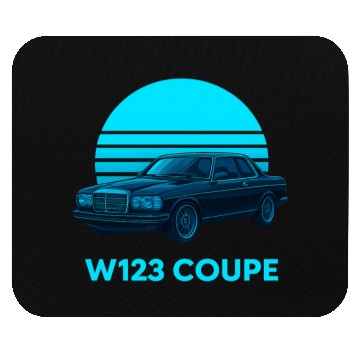 Discover Black W123 Coupe – Neon Retro 80s Style Automotive Mouse Pads