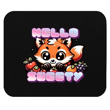 Discover Adorable Fox with Fruit Greeting Mouse Pads