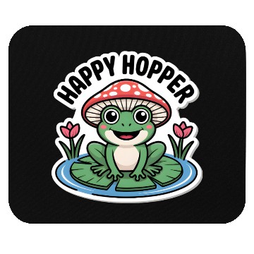 Discover Cute "Happy Hopper" Frog Sticker Design Mouse Pads