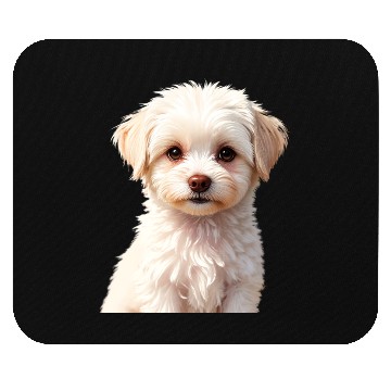 Discover Adorable White Puppy Portrait Design Mouse Pads