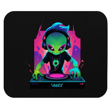 Discover A cute chibi-style alien dark DJ Mouse Pads