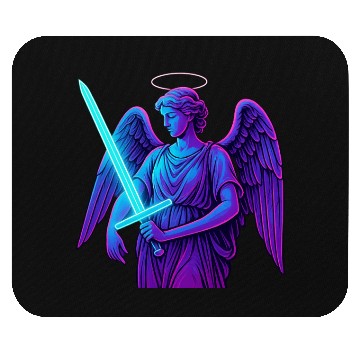 Discover Neon Angel Warrior Illustration Mouse Pads