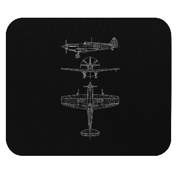 Discover Spitfire airplane blueprint Mouse Pads
