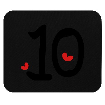 Discover Number 10 txt red hearts vector line art Mouse Pads