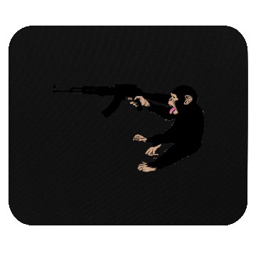 Discover monkey holding a gun Mouse Pads