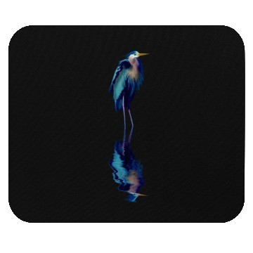 Discover Great Blue Heron Stands Reflected Mouse Pads