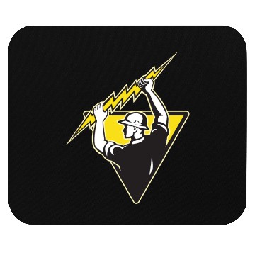 Discover electrician power lineman holding lighting bolt Mouse Pads