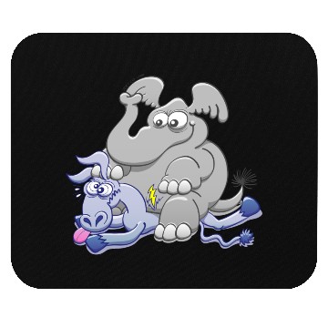 Discover Elephant Sitting on Donkey and Squashing it Mouse Pads