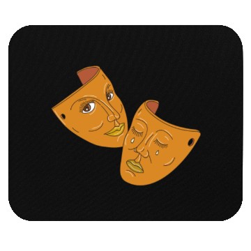 Discover Theater Mask Comedy and Tragedy Mono Line Mouse Pads