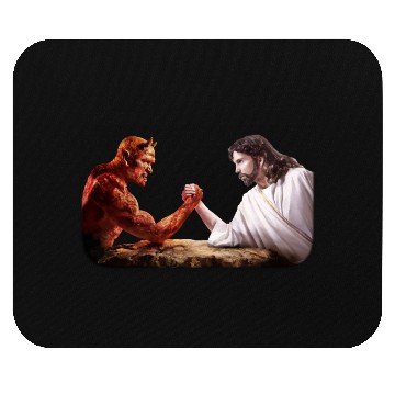 Discover God arm wrestling Satan Mouse Pads