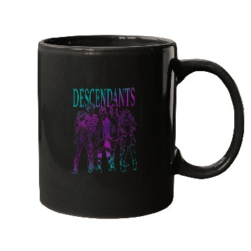 Discover Disney Descendants Group Gradient Outline Poster Mugs