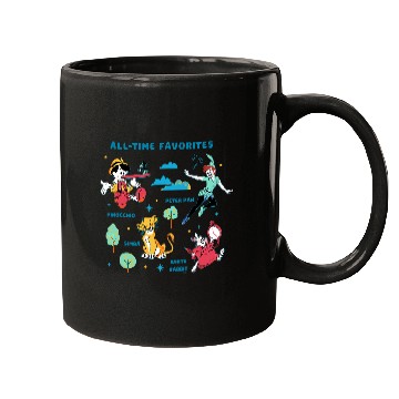 Discover Disney Vintage Peter Pan, Pinocchio, Simba & White Rabbit Mugs