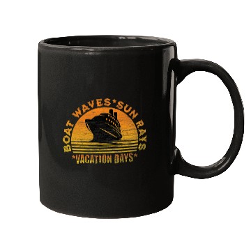 Discover Boat Waves Sun Rays Vacation Days vintages Mugs