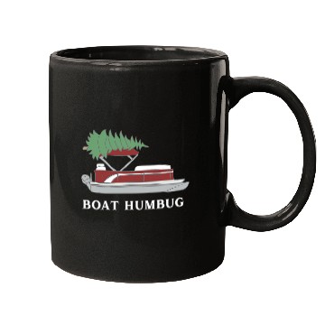 Discover Boat Humbug Pontoon Boat with Christmas Tree On Top Mugs