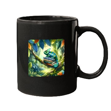 Discover Chameleon Reading Book In Jungle Branch Books Camouflaged Mugs