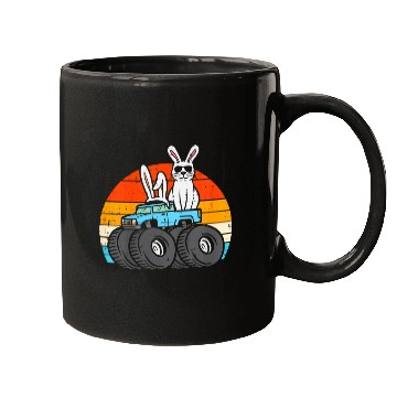 Discover Kids Easter Bunny Rabbit Monster Trucks Retro Boys Kids Mugs