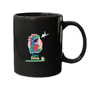 Discover Dino Tiny Dinosaur eating people fun graphic tee Mugs