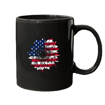 Discover American Flag Sunflower Hippie Mugs