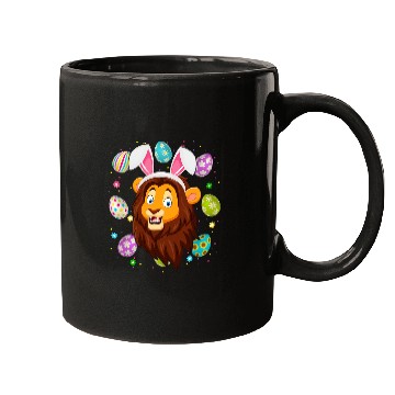 Discover Lion Gift Funny Easter Egg Lover Bunny Ear Lion Face Easter Sunday Mugs