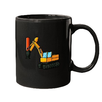 Discover Pile Driver construction site machine Construction workers Mugs