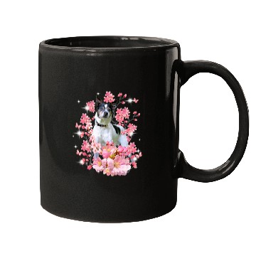 Discover Dog Rat Terrier Cherry Blossom Flowers Mugs