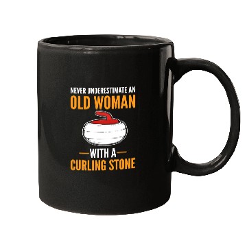 Discover Never Underestimate An Old Woman With A Curling Broom Curler Mugs