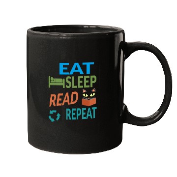 Discover Cute Kitty Cat Face Eat Sleep Read Repeat Mugs