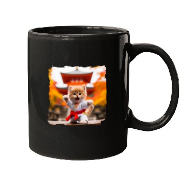 Discover Karate kitten karategi autumn Japanese temple martial arts Mugs