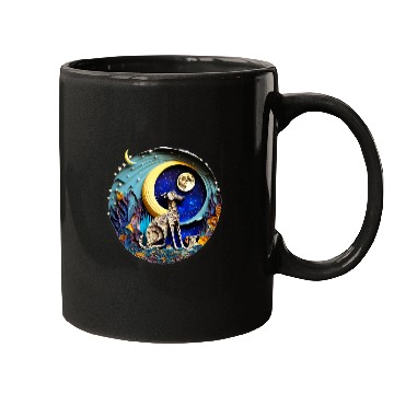 Discover Dog Grayhound Greyhound Dog in Space Full Moon Planets Stars Cute Art Mugs