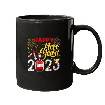 Discover Happy New Year Fireworks Funny Phlebotomist Lover Mugs
