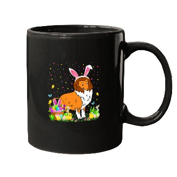 Discover Easter Collie Dog Bunny Egg Hunting Collie Easter Sunday Mugs