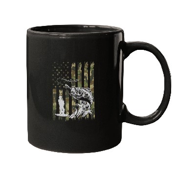 Discover Fishing For Men Boy Rod Fishing American Flag Camo Fisher Mugs
