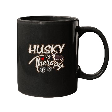 Discover Dog Husky Cute Husky Is Therapy Dog Lover Dog Mom Graphic Mugs